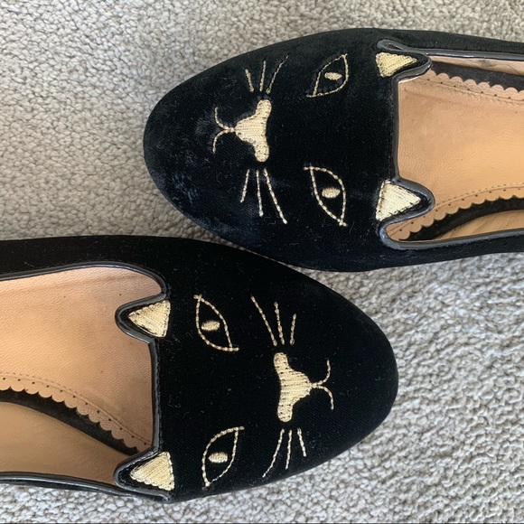 Charlotte Olympia Kitty Flats Black and Gold - Picture 9 of 12